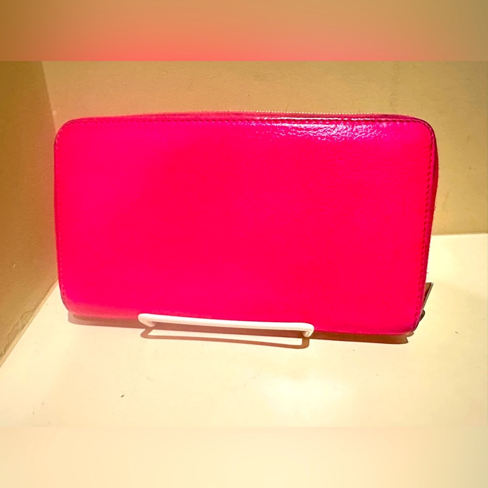 Celine Hot pink Leather Long Zip Wallet